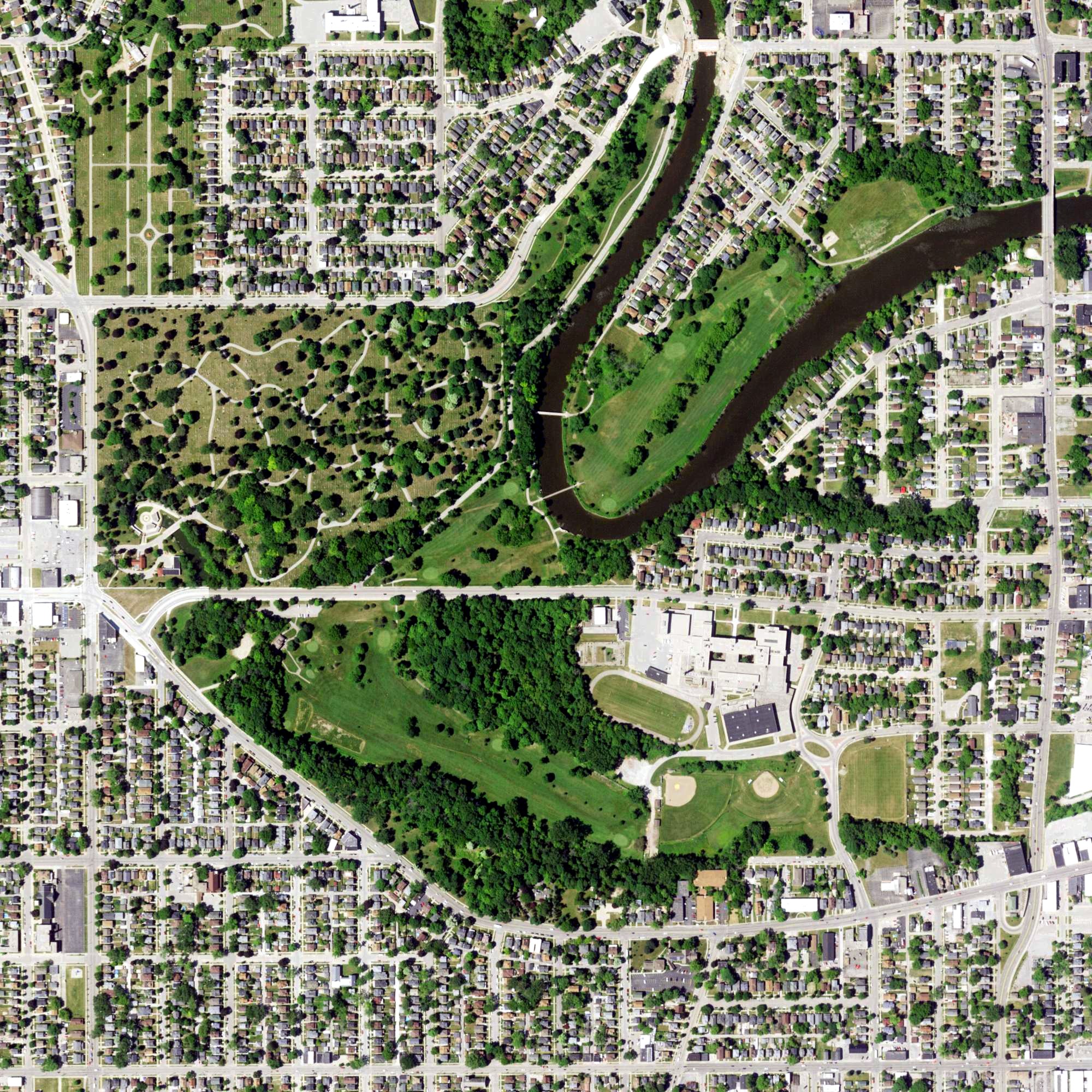 Aerial view of Washington Park Golf Course, WI