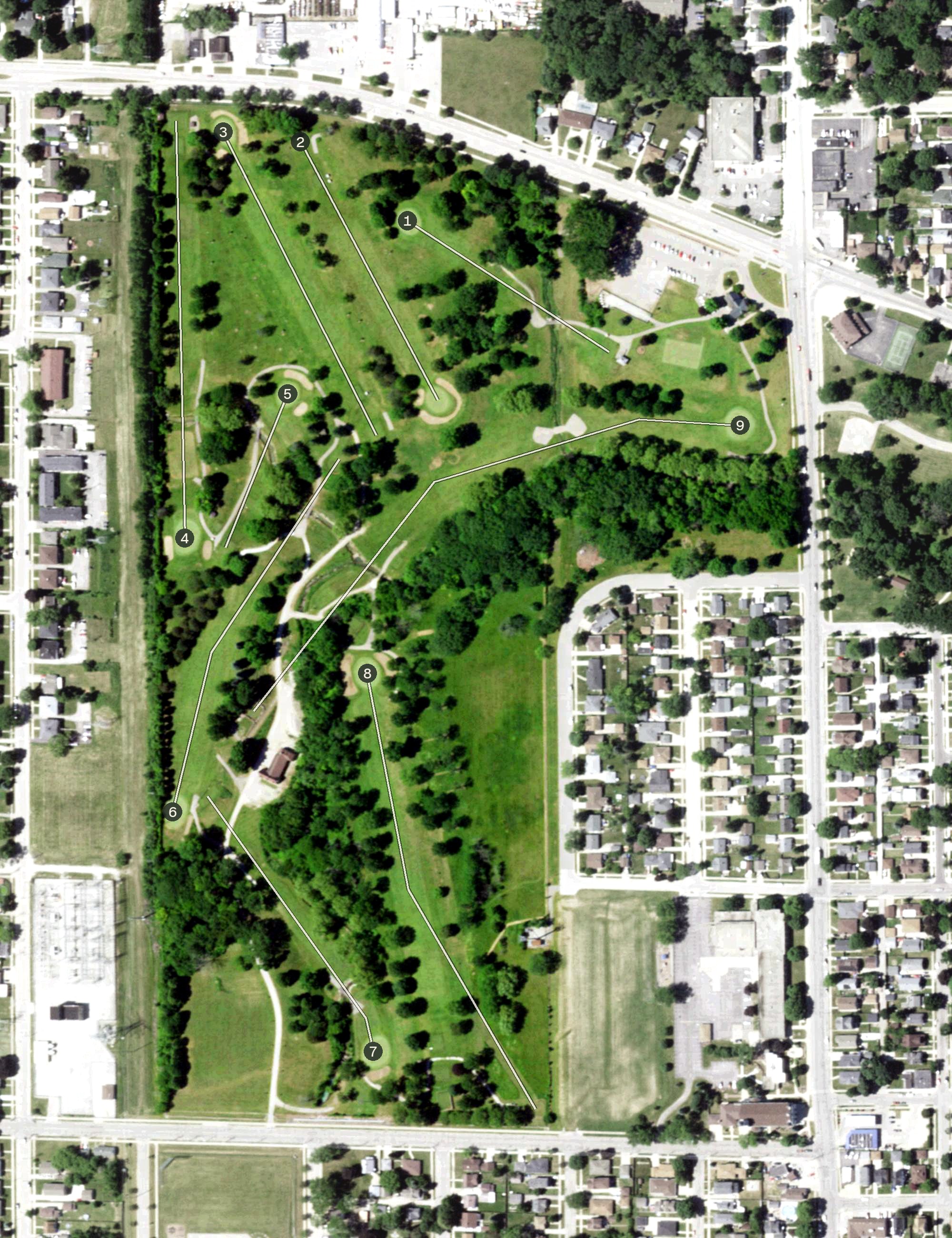 Aerial view of Washington Park Municipal Golf Course, WI