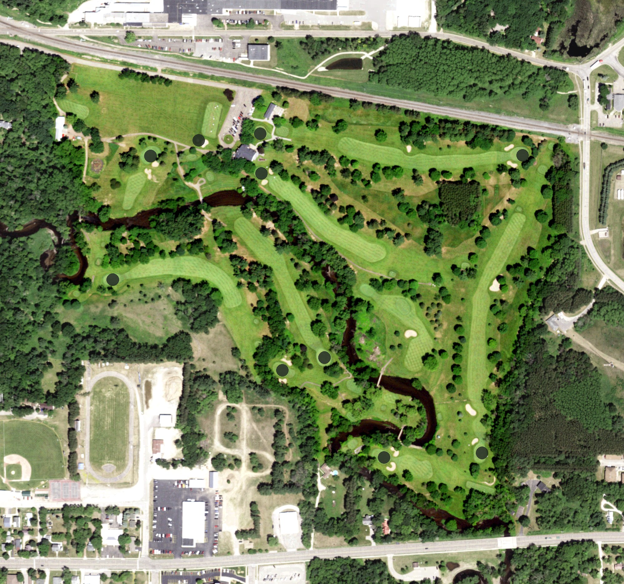 Aerial view of Waupaca Country Club, WI