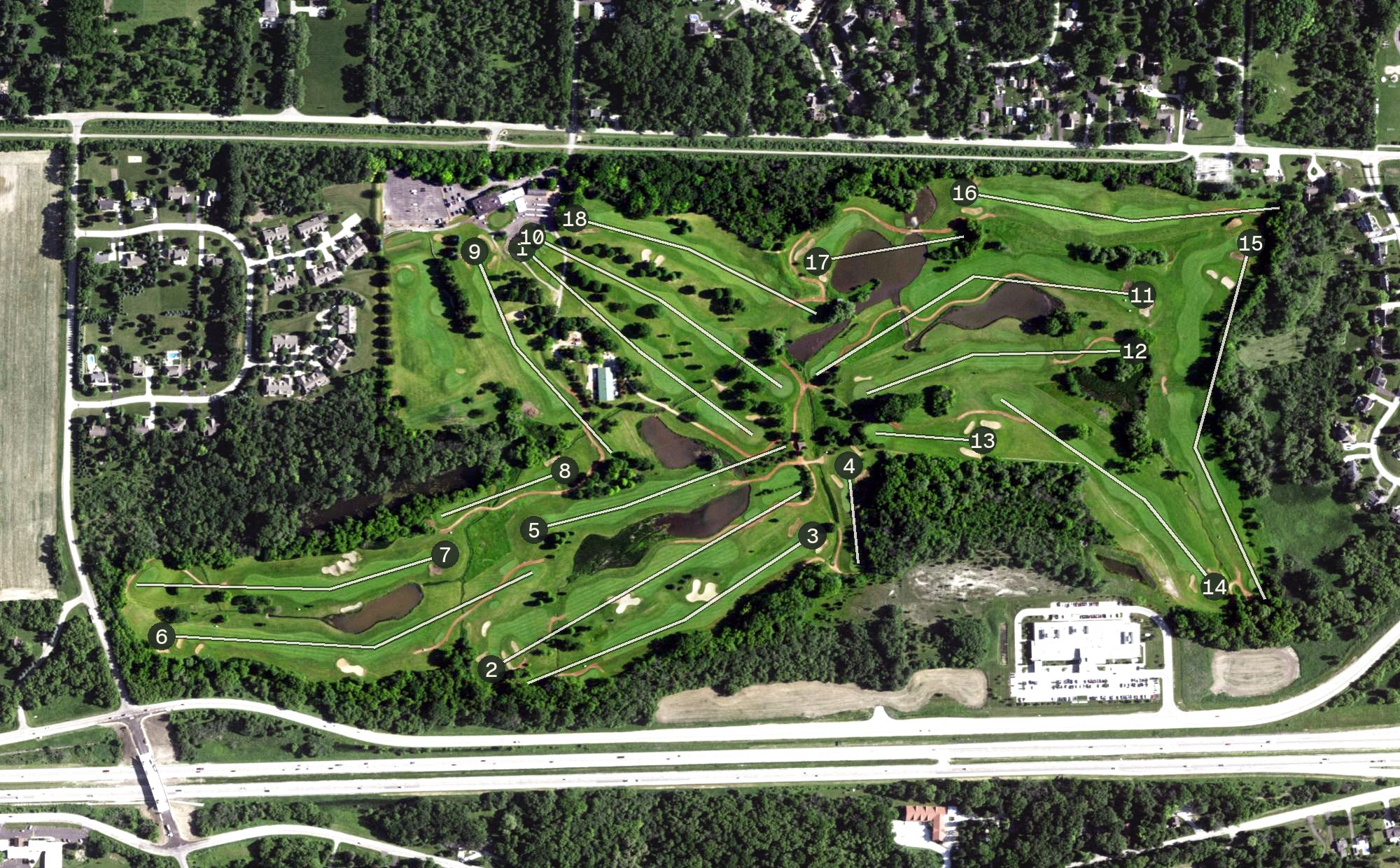 Aerial view of Western Lakes Golf Course, WI