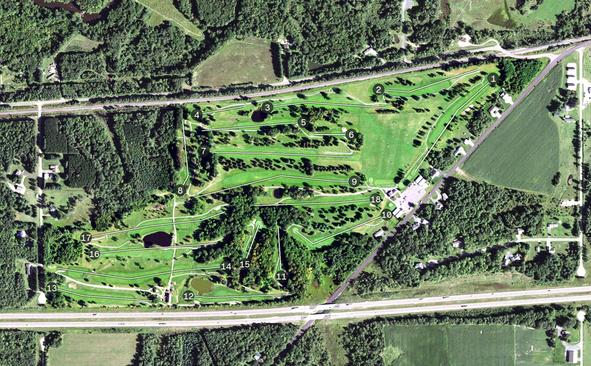 Aerial view of Whispering Pines Golf Course, WI