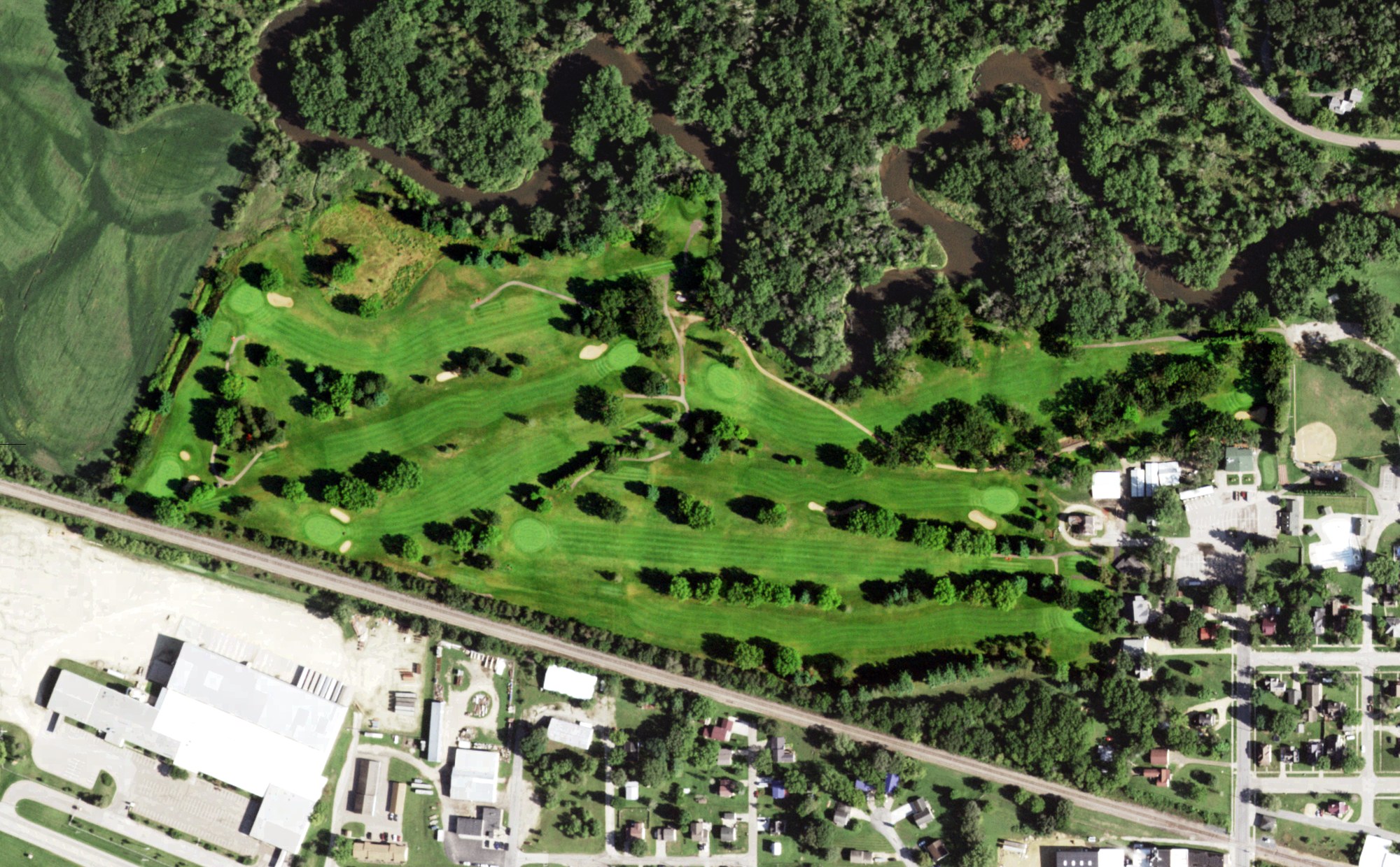 Aerial view of Whitehall Public Golf Course, WI