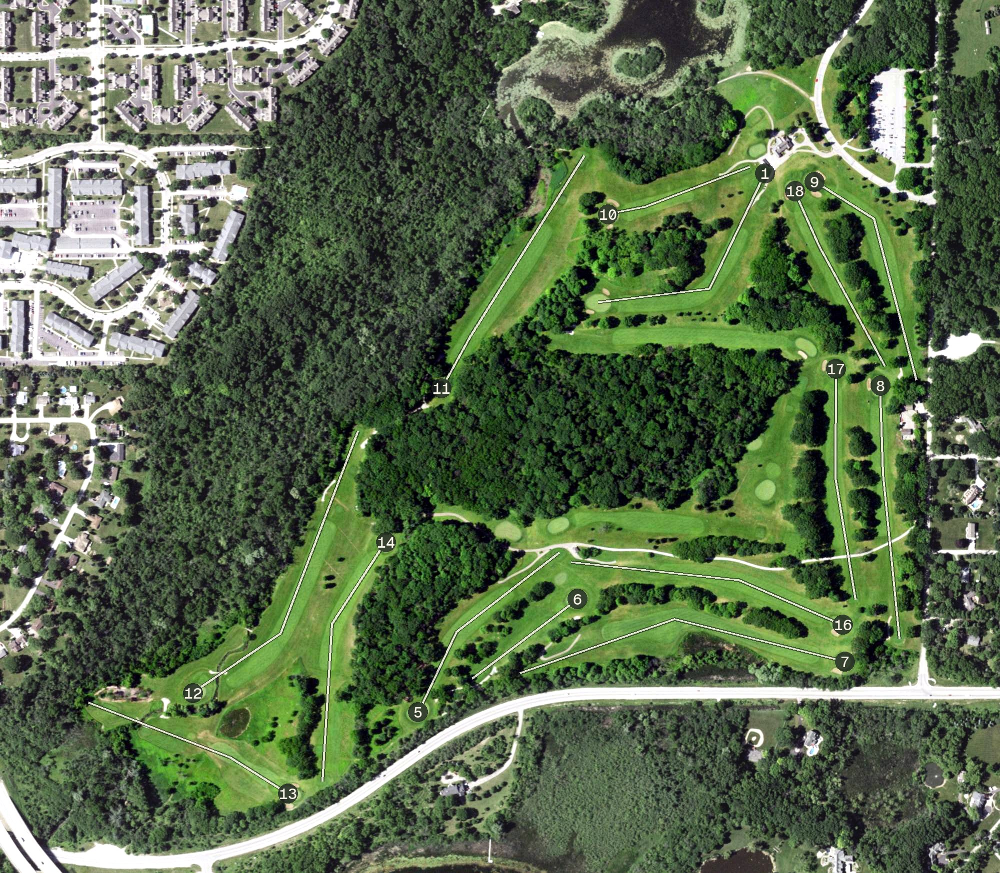 Aerial view of Whitnall Park Golf Course, WI