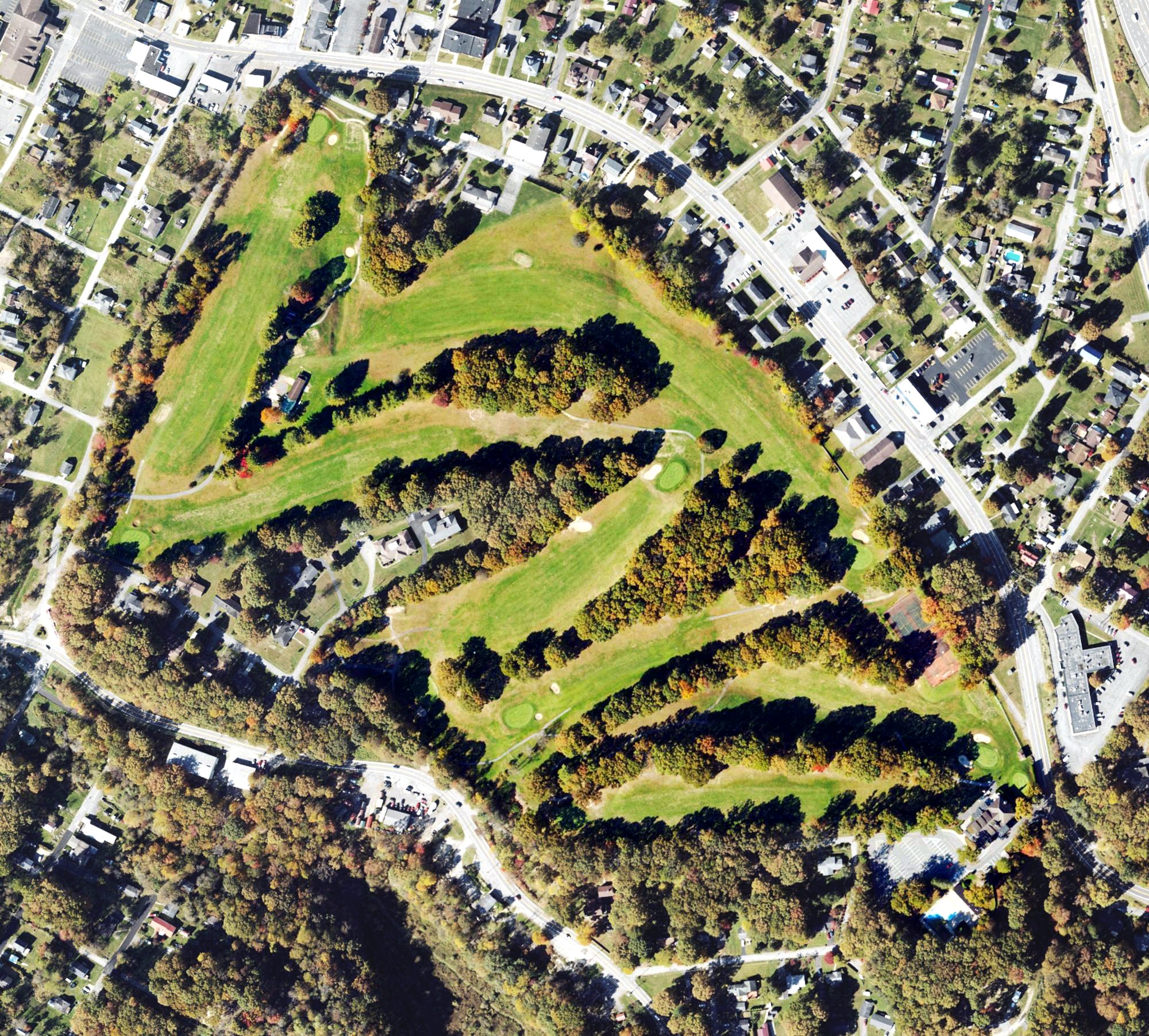 Aerial view of Black Knight Golf Course, WV
