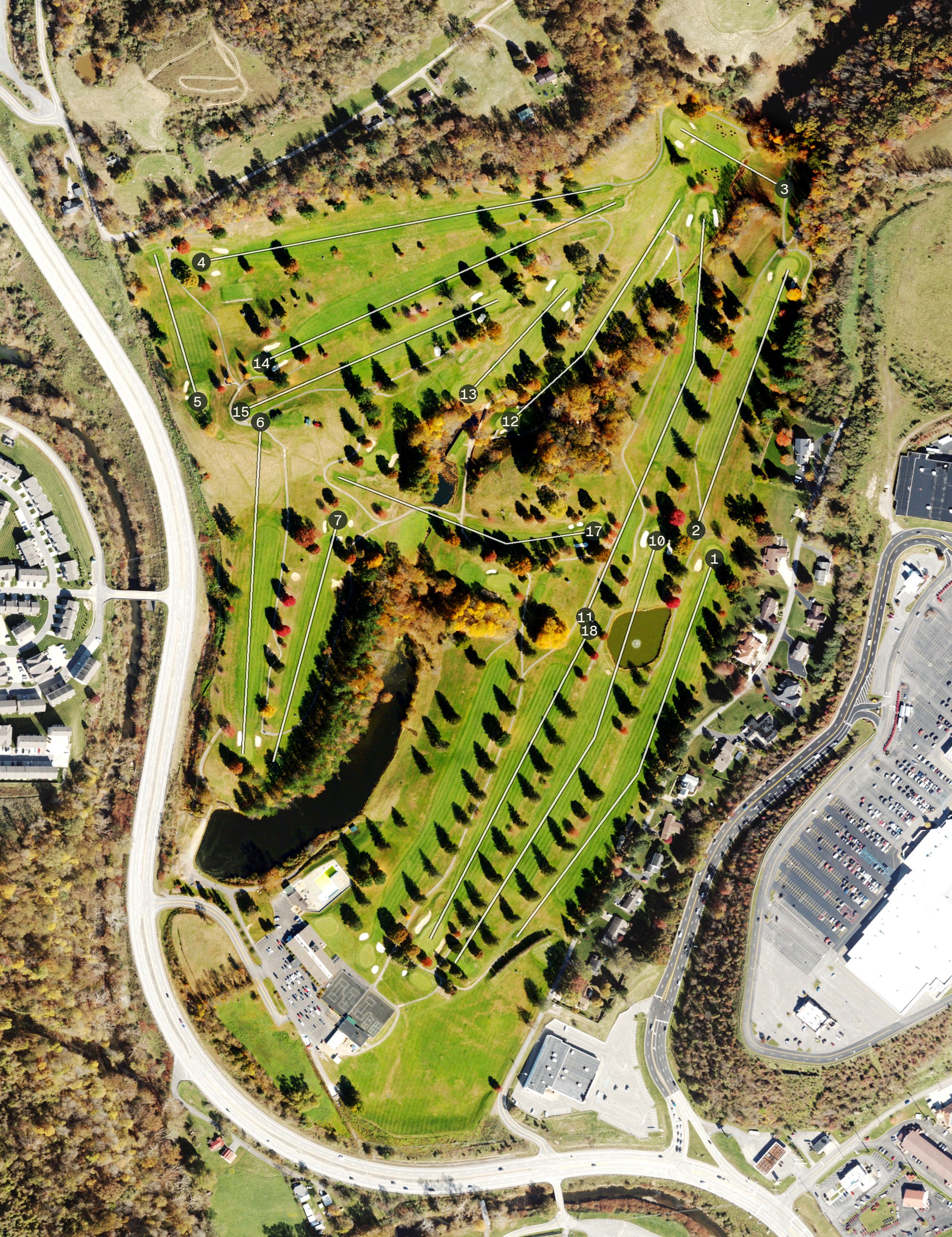 Aerial view of Bridgeport Country Club, WV