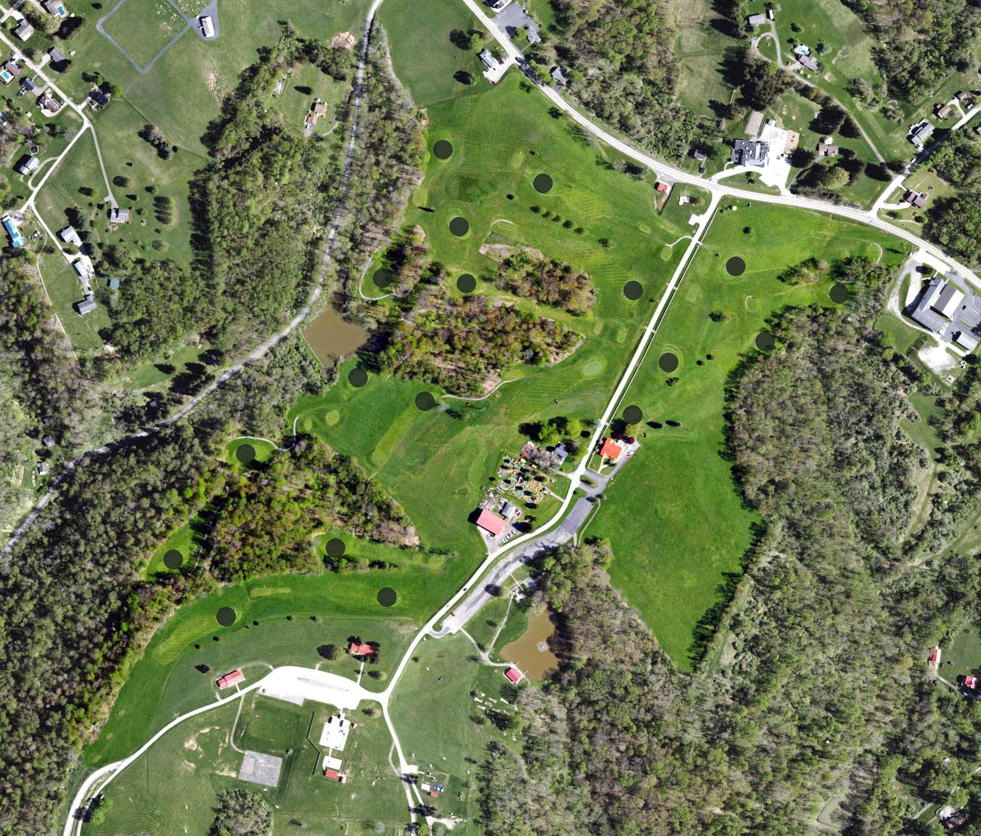 Aerial view of Brooke Hills Park Golf Course, WV