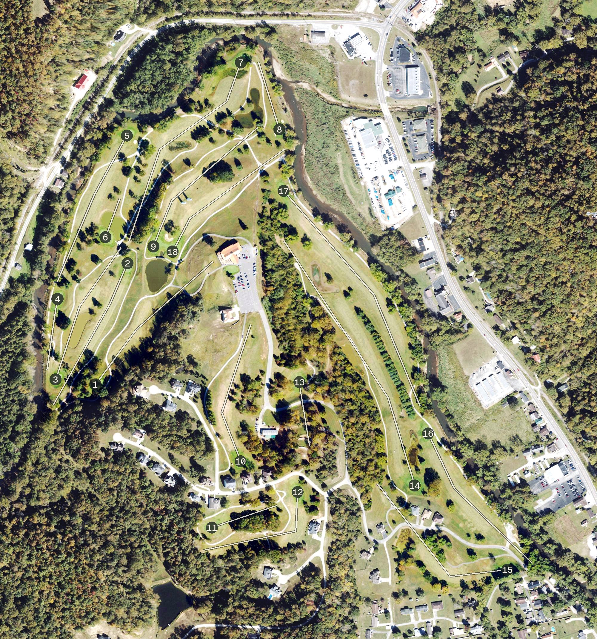 Aerial view of Creekside Golf Course, WV