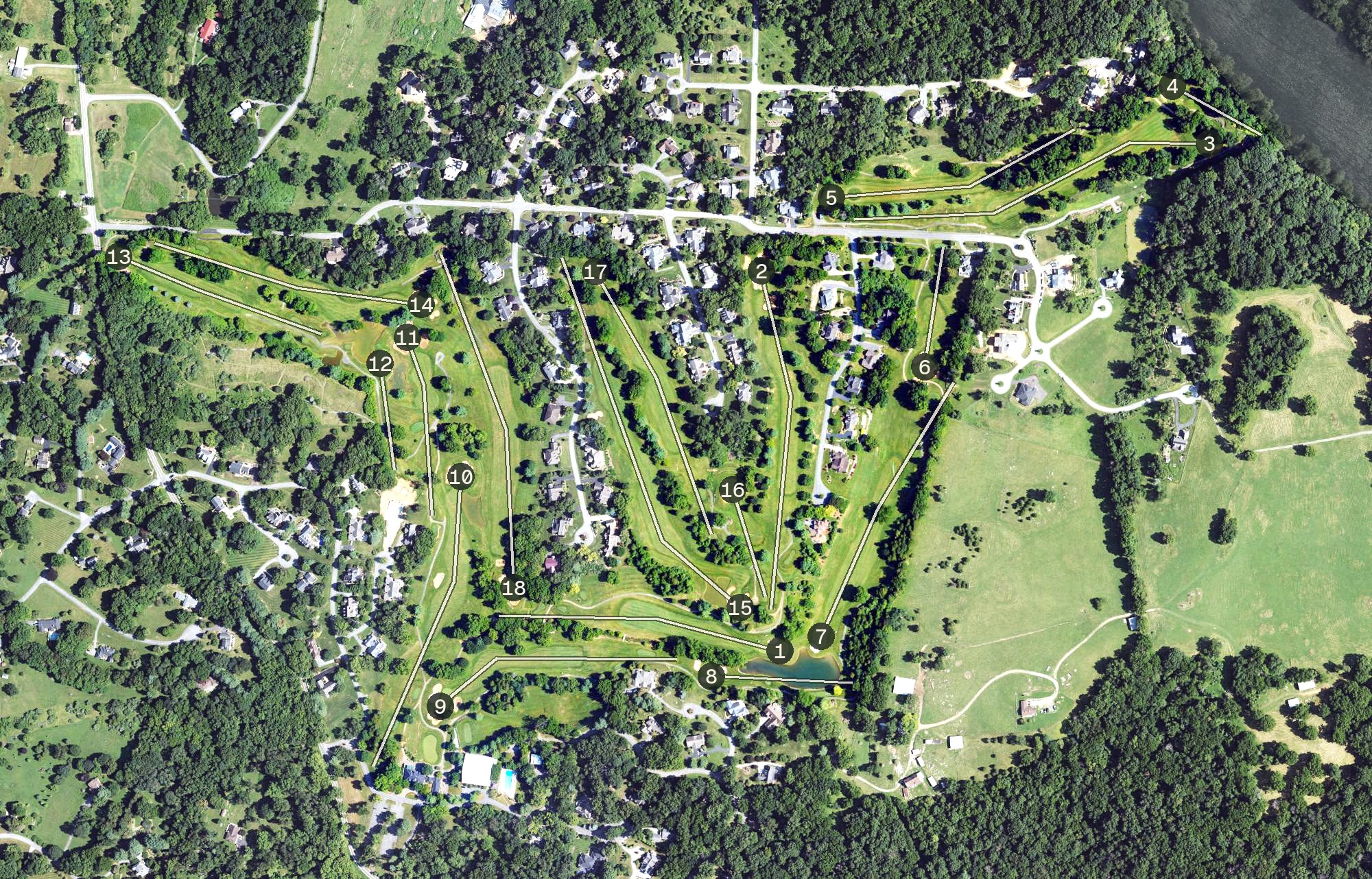 Aerial view of Cress Creek Country Club Golf Course, WV