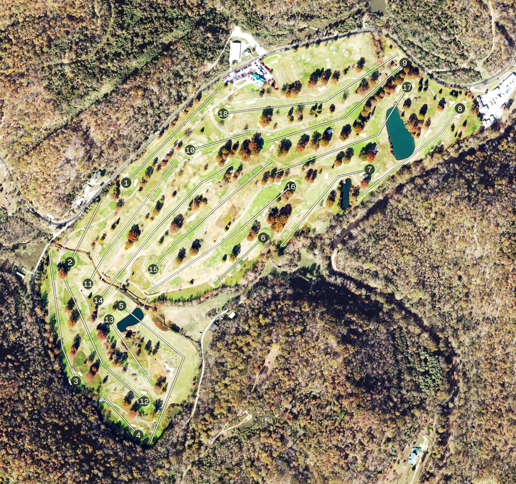 Aerial view of Derrick's Creek Golf Course at Edgewood Country Club, WV