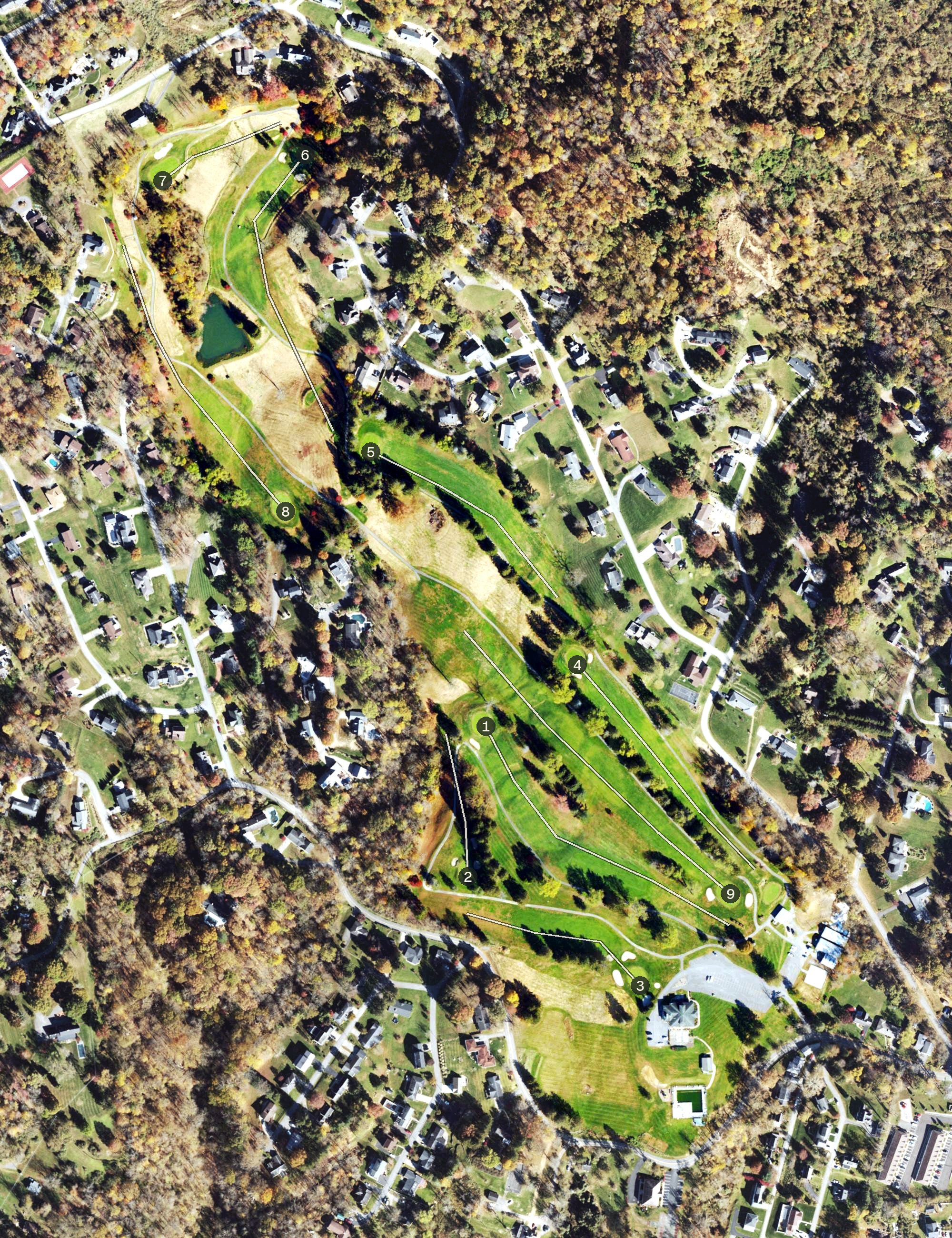 Aerial view of Fairmont Field Club, WV