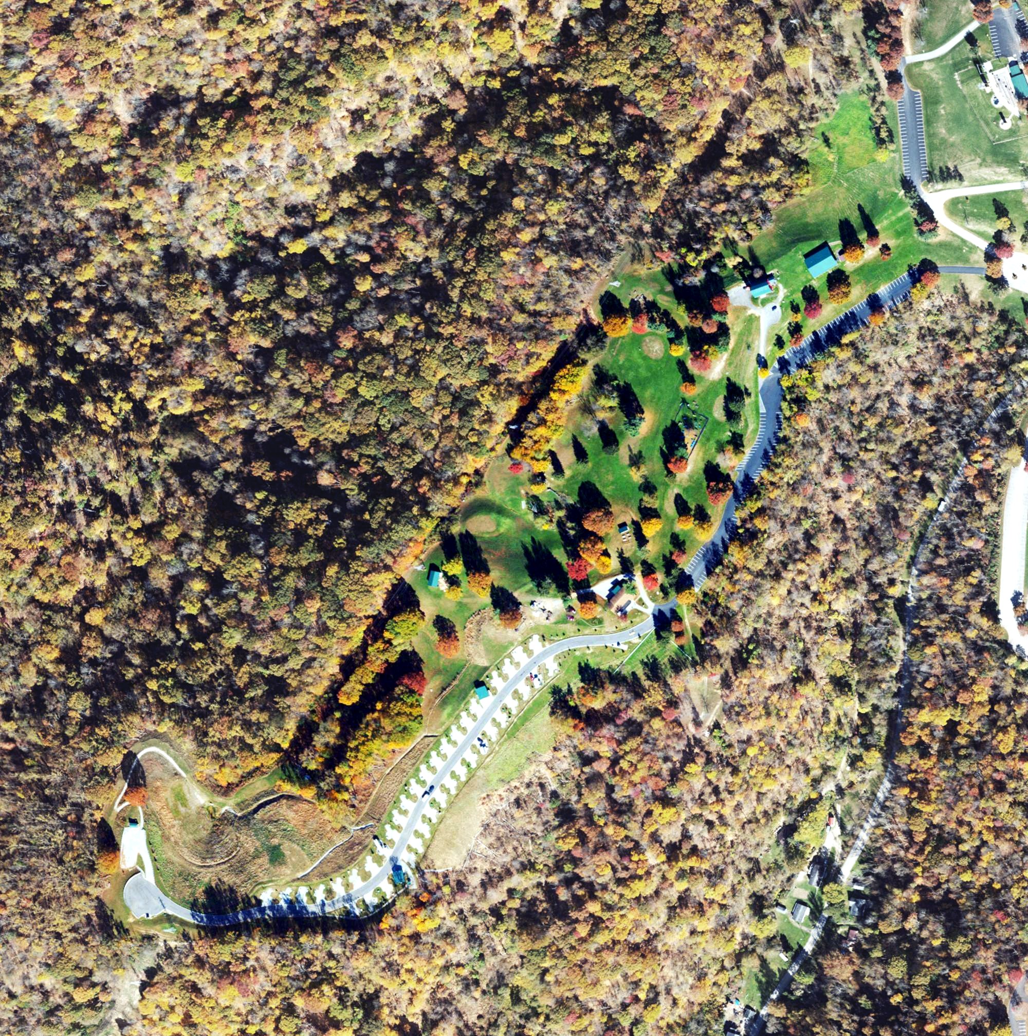 Aerial view of Grand Vue Park Golf Course, WV