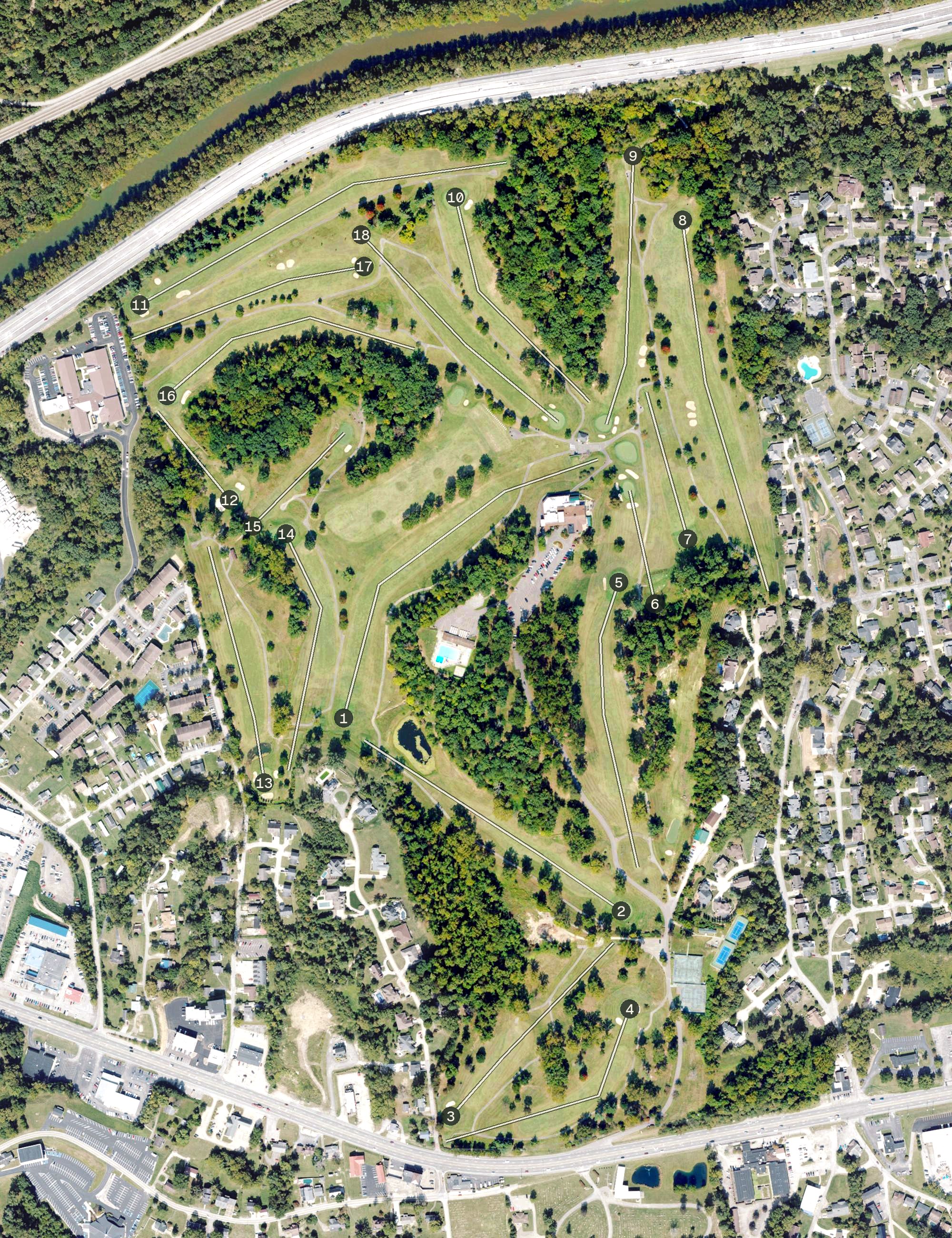 Aerial view of Guyan Golf and Country Club, WV