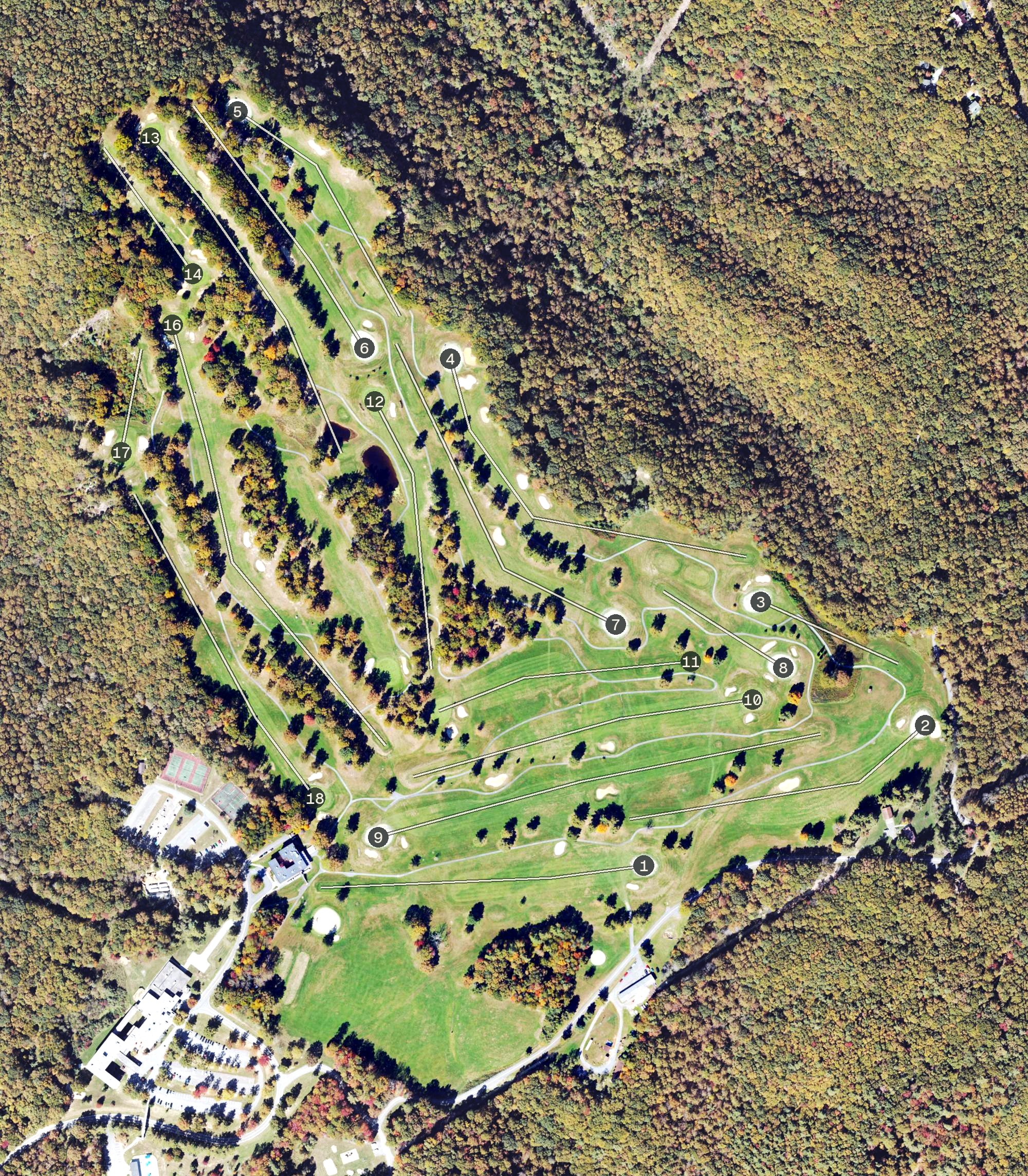 Aerial view of Pipestem Resort State Park Championship Course, WV