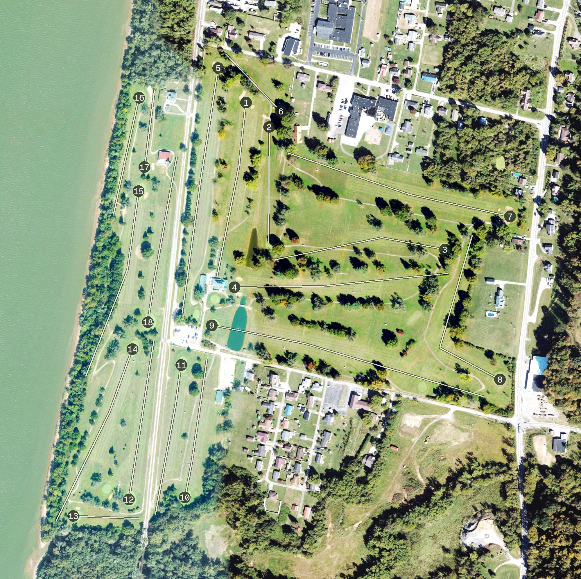 Aerial view of Riveria Country Club Golf Course, WV