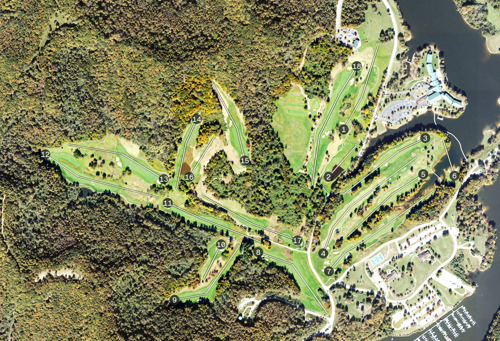 Aerial view of The Arnold Palmer Signature Golf Course at Stonewall Resort, WV