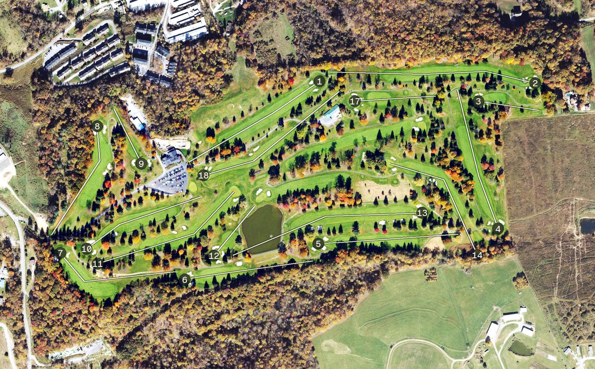 Aerial view of The Pines Country Club, WV