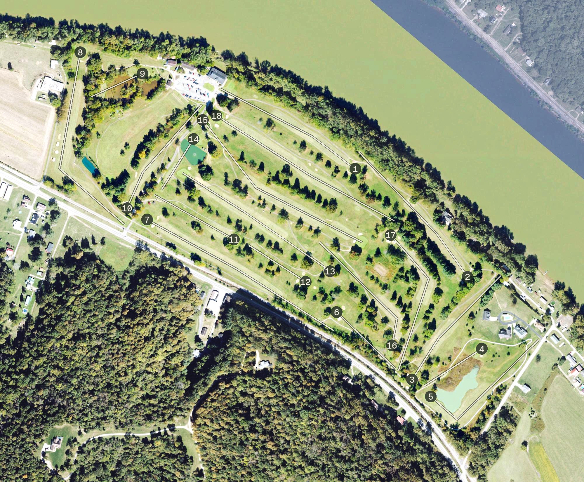 Aerial view of The Riverside Club of West Virginia, WV