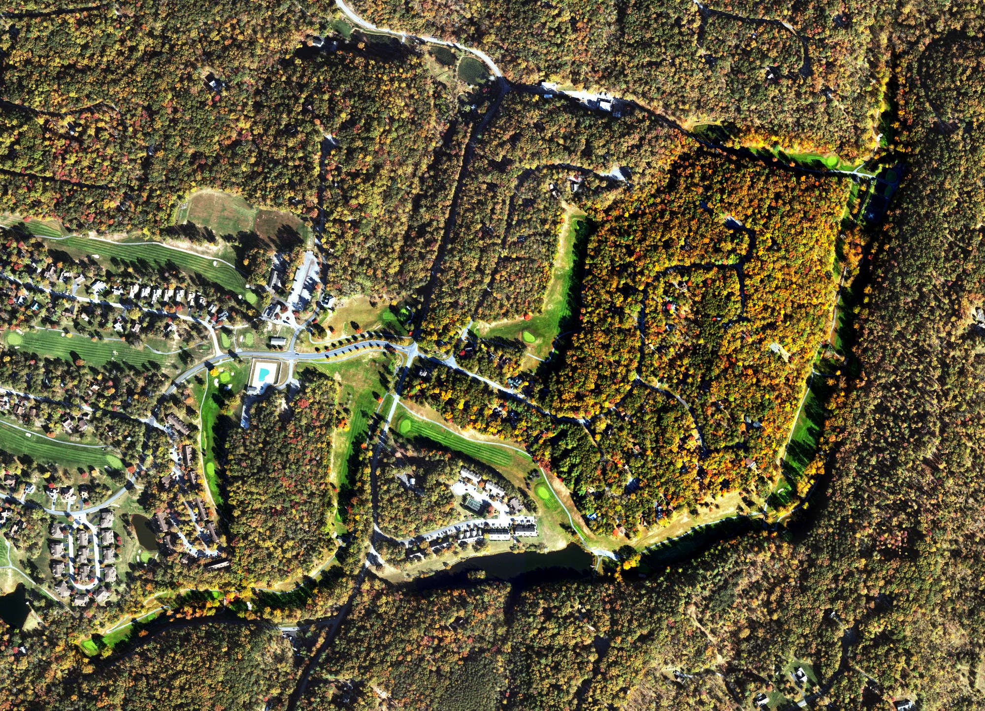 Aerial view of The Woods Resort Stony Lick Course, WV