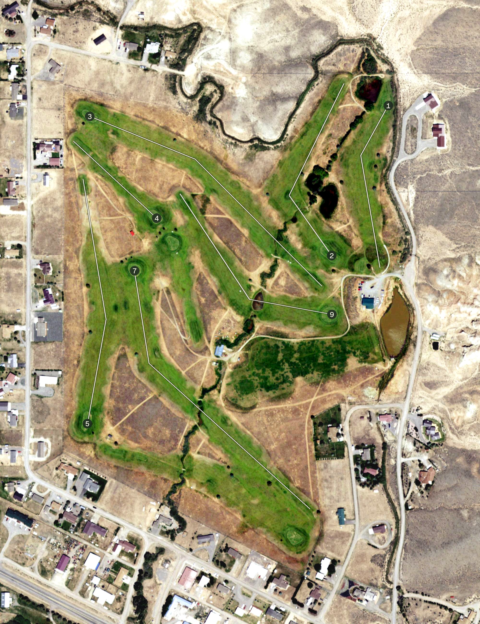 Aerial view of Antelope Hills Golf Course, WY