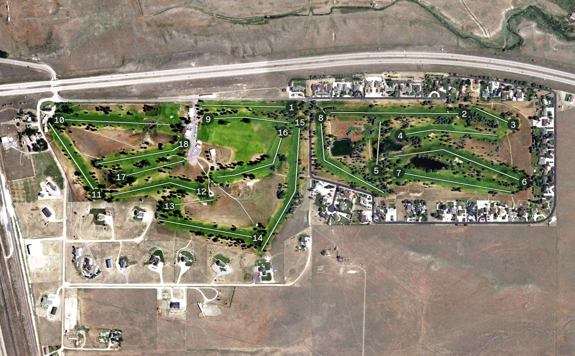 Aerial view of Douglas Community Club and Golf Course, WY