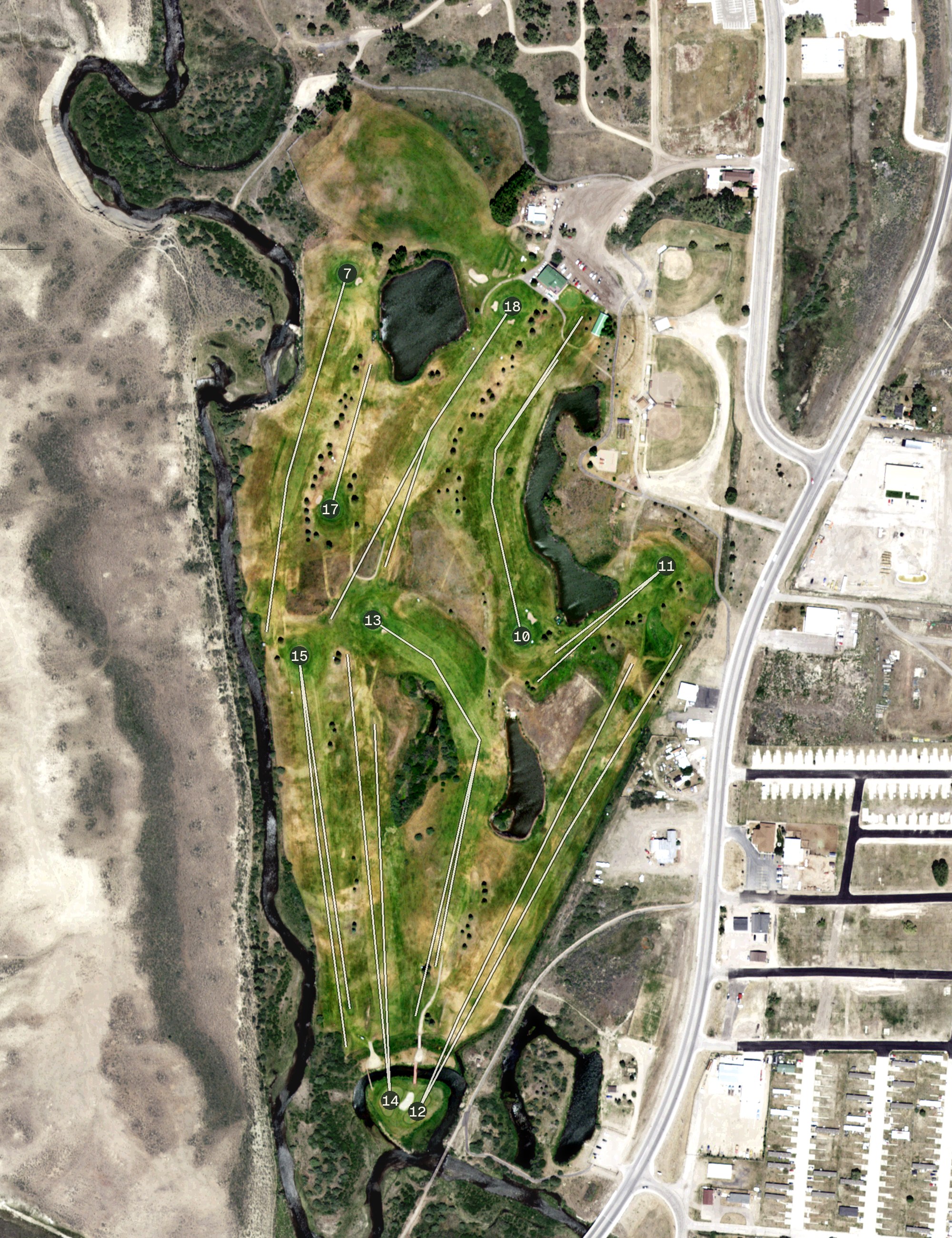 Aerial view of Fossil Island Golf Club, WY