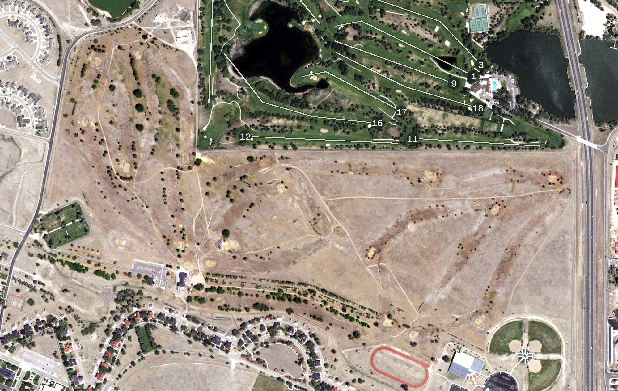 Aerial view of Francis E. Warren Air Force Base Golf Course, WY