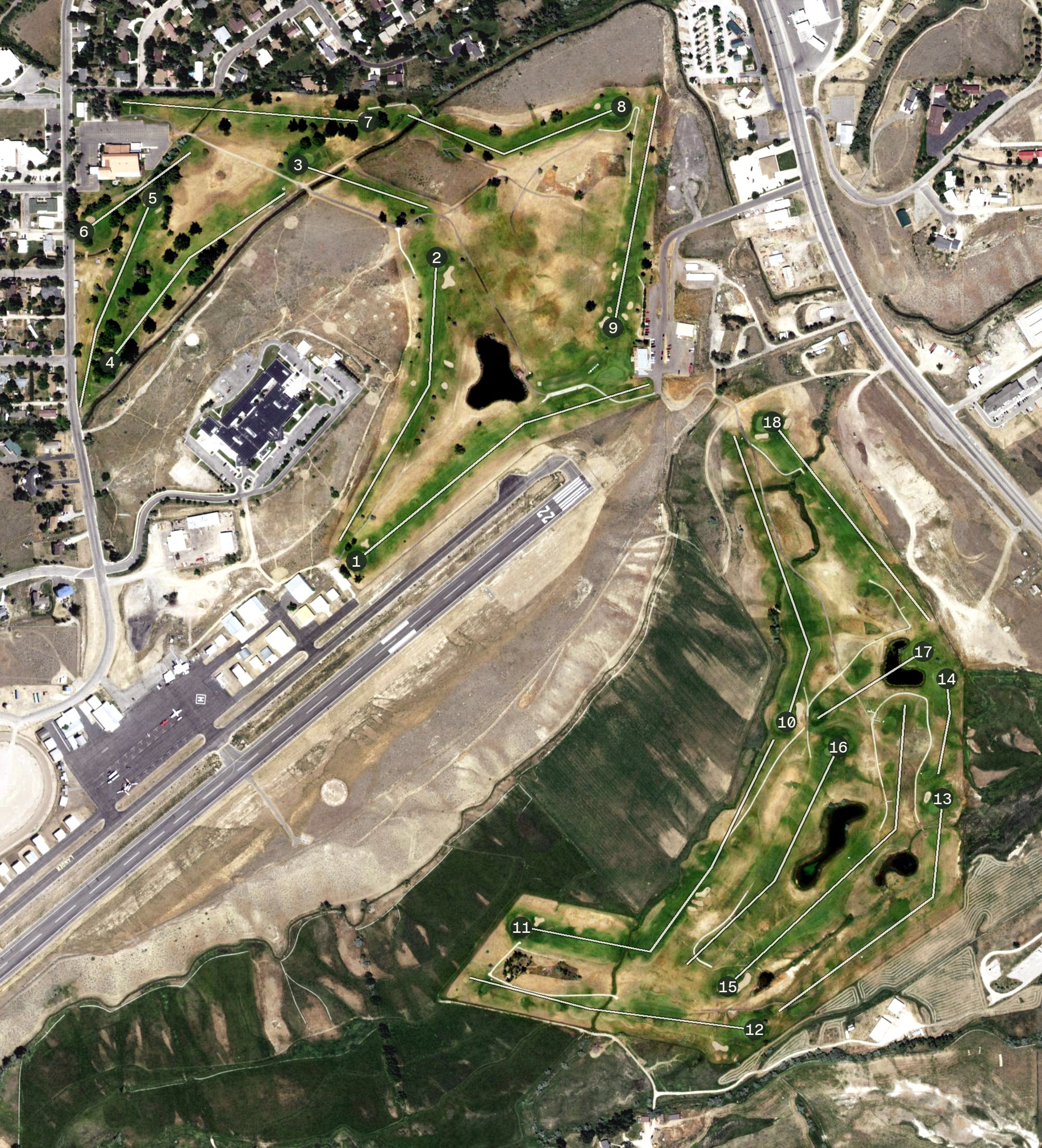 Aerial view of Lander Golf Course, WY