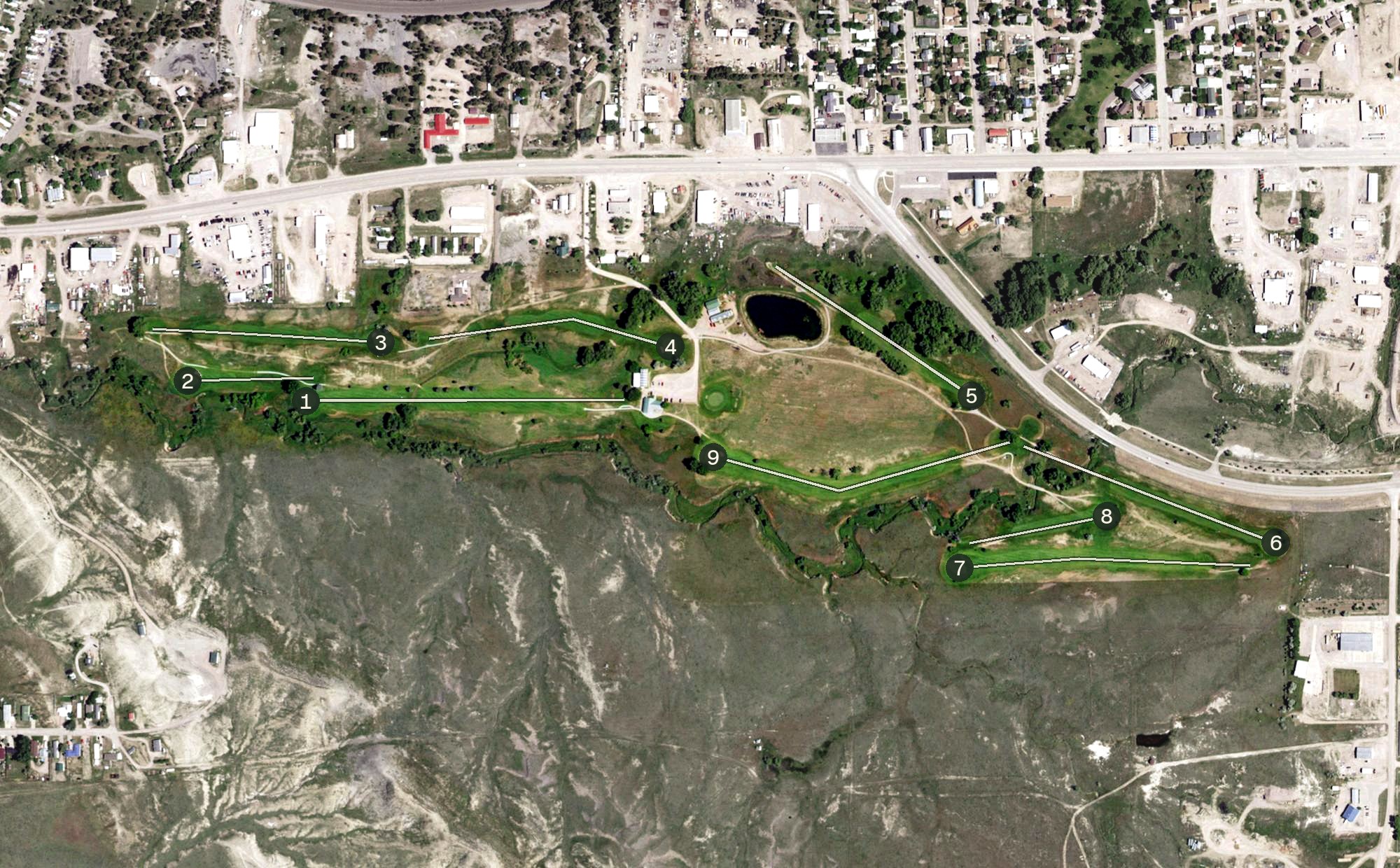 Aerial view of Newcastle Country Club, WY