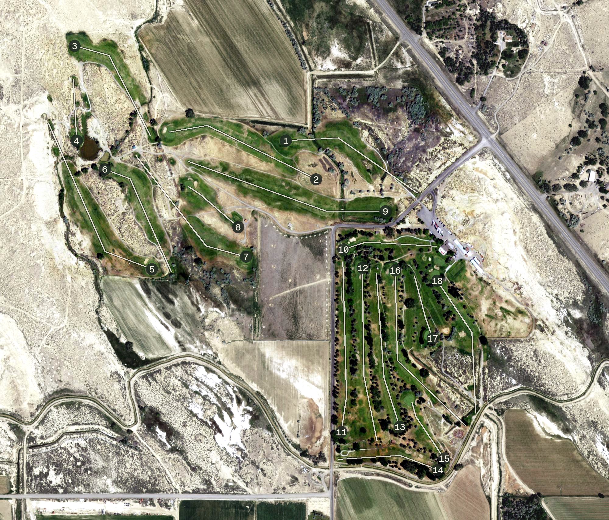 Aerial view of Powell Golf Club, WY