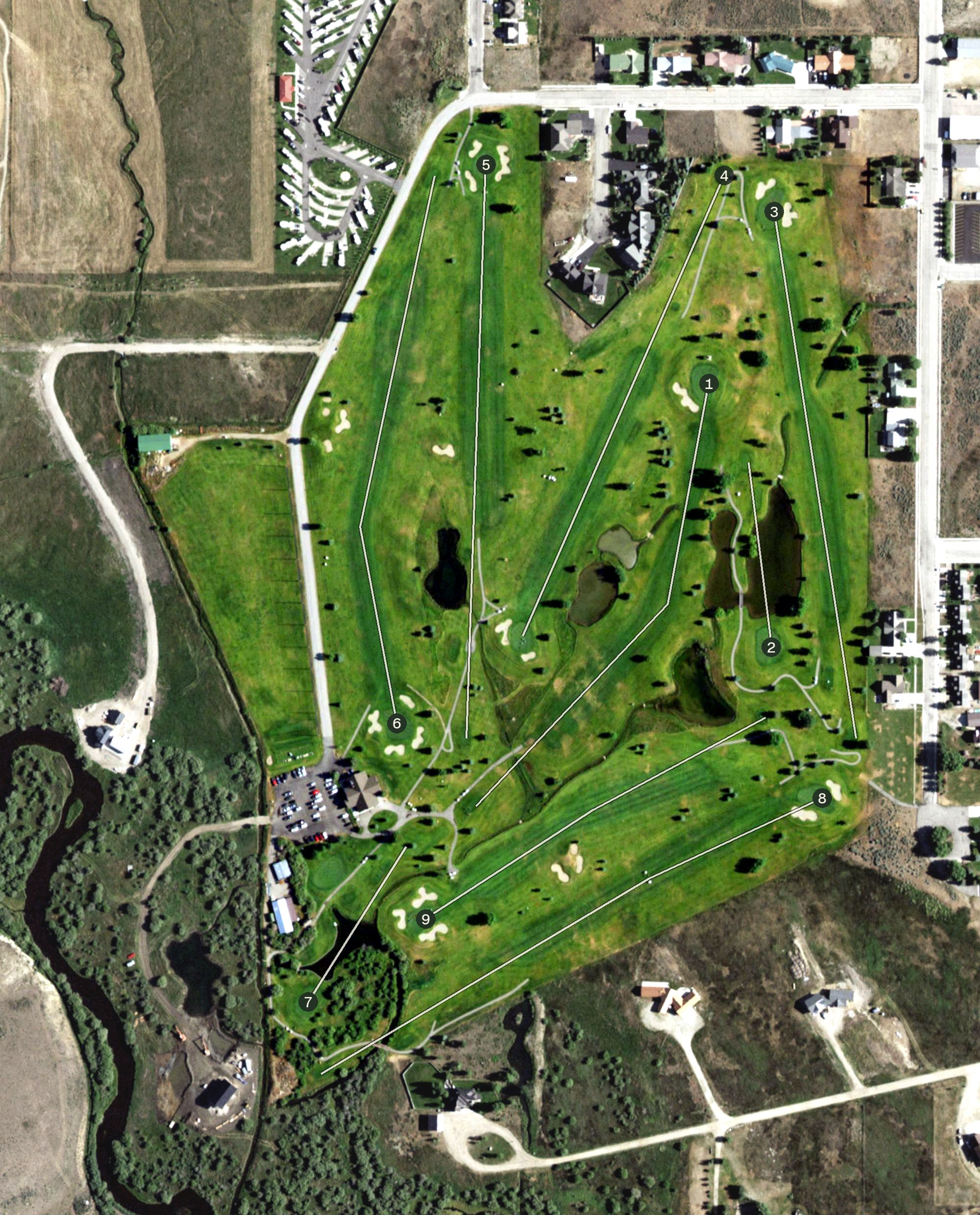 Aerial view of Rendezvous Meadows Golf Course, WY