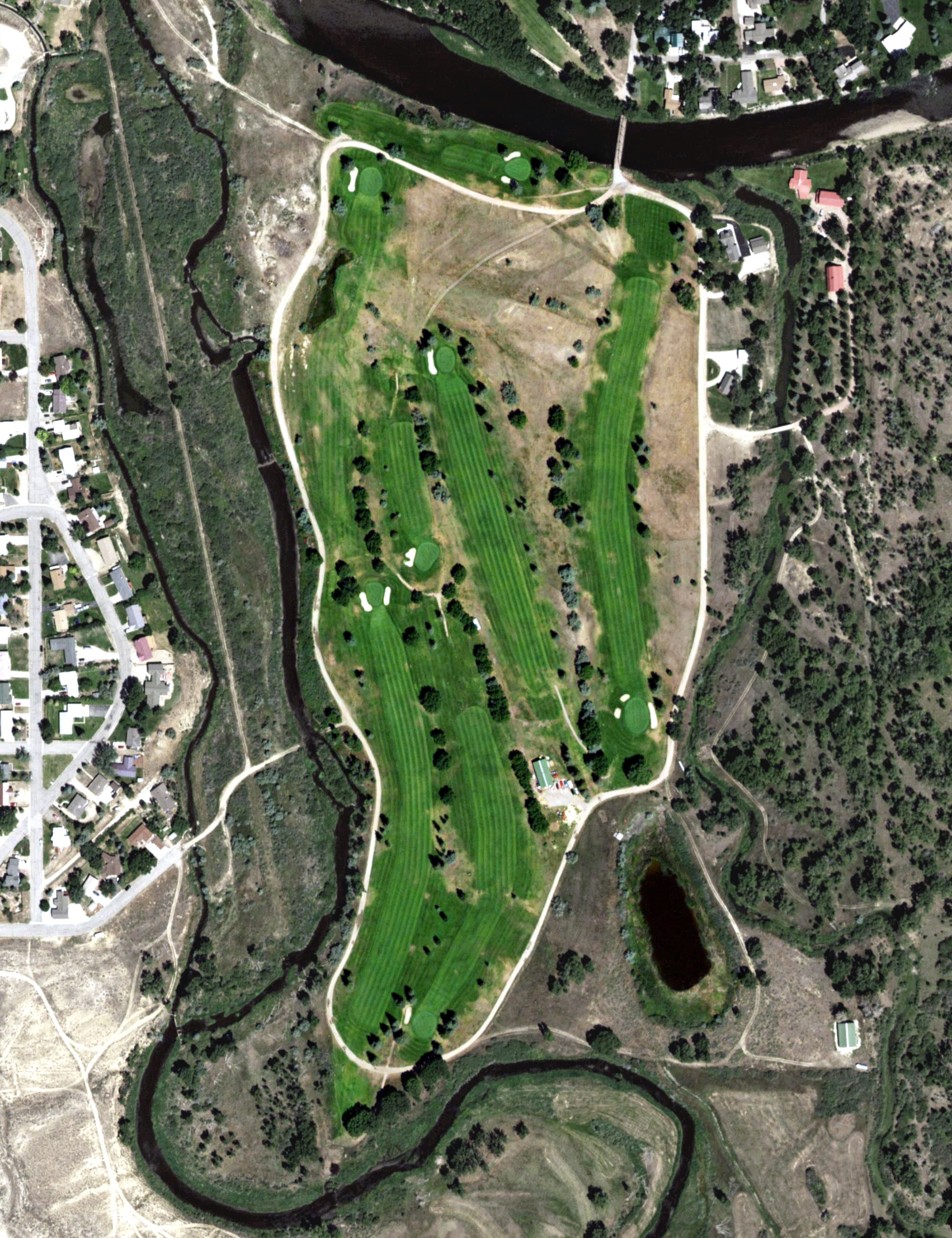 Aerial view of Saratoga Inn Golf Course, WY