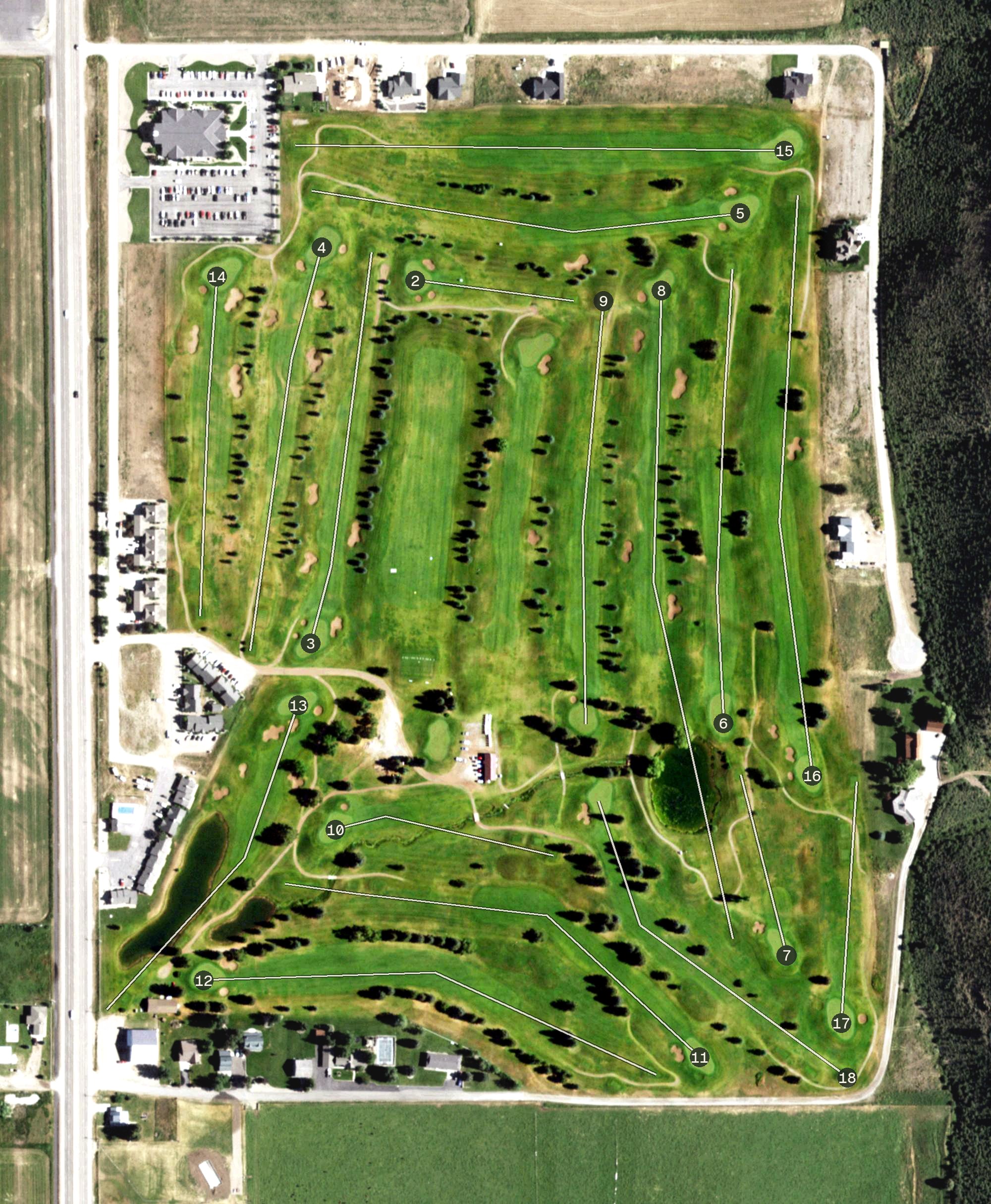 Aerial view of Valli Vu Golf Course, WY