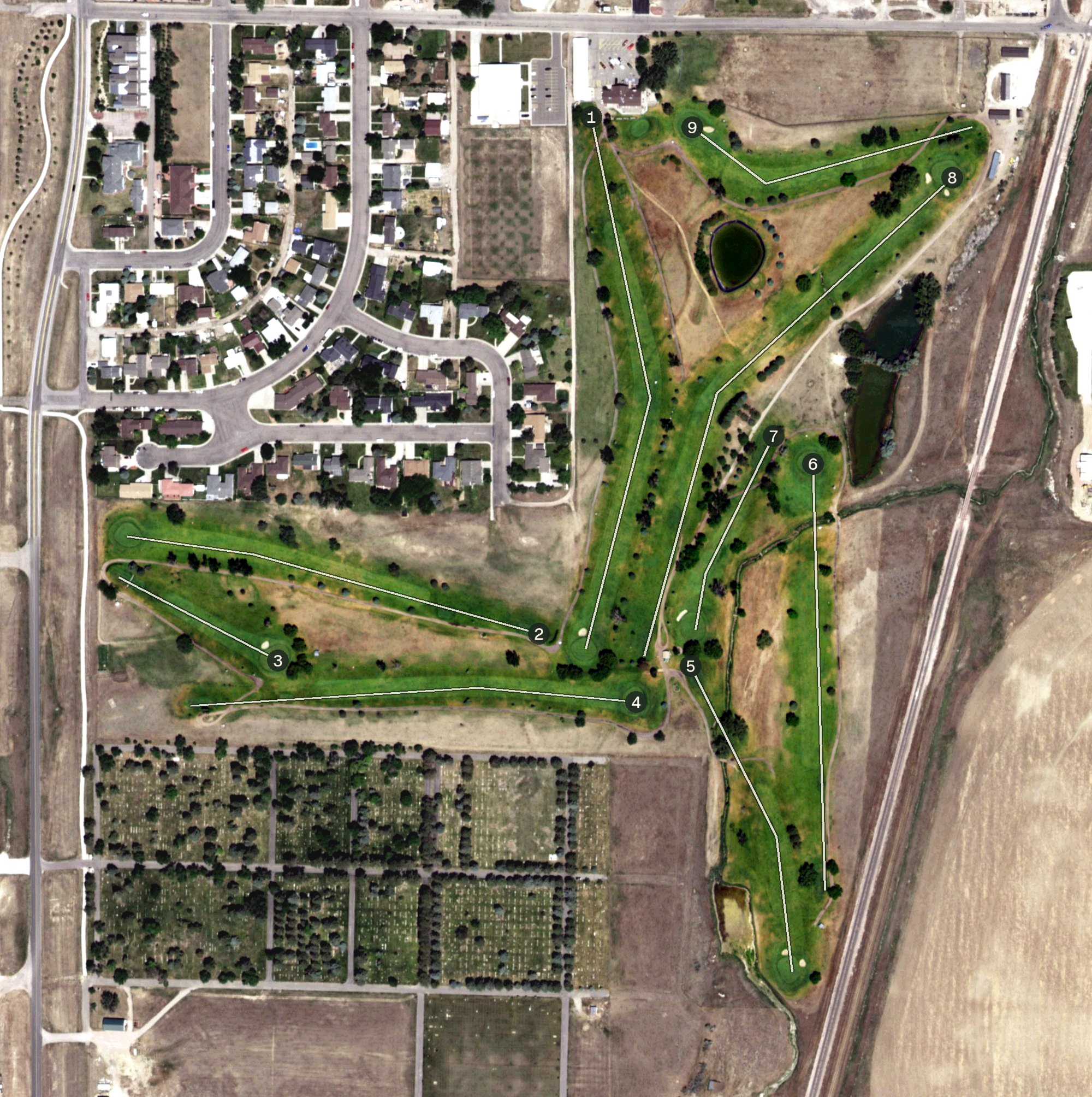 Aerial view of Wheatland Golf Club, WY
