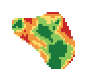 Slope map of the 1st green at Delaire Country Club