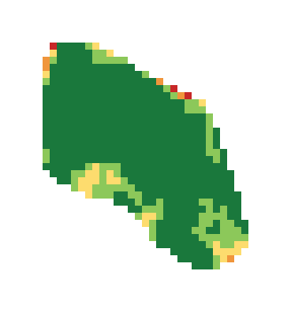 Slope map of the 2nd green at Everglades Golf Course