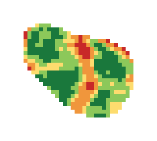 Slope map of the 2nd green at Granada Golf Course