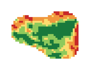 Slope map of the 1st green at Island Country Club