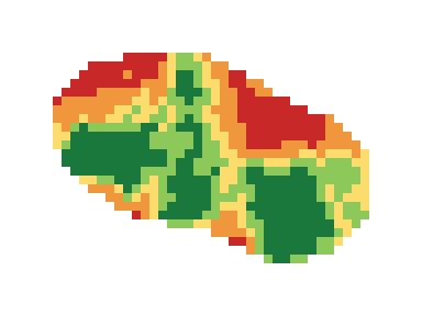 Slope map of the 2nd green at King and Bear Golf Course