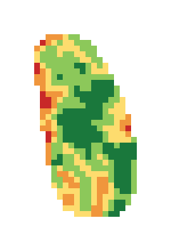Slope map of the 1st green at The Habitat