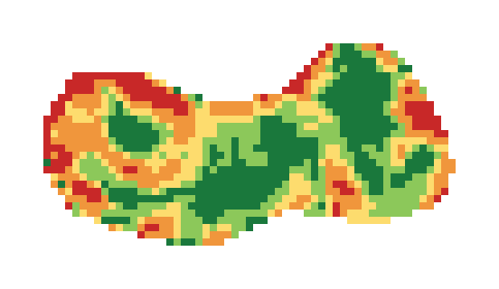 Slope map of the 2nd green at Bobby Jones Golf Club
