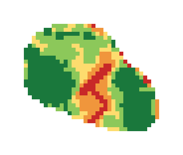 Slope map of the 2nd green at Mirror Lake Golf Club
