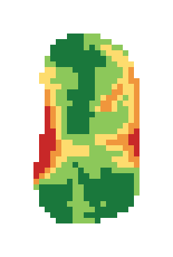 Slope map of the 2nd green at Otter Creek Golf Course