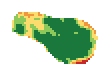 Slope map of the 1st green at Whispering Creek Golf Club