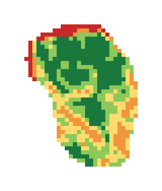 Slope map of the 2nd green at Journey's End Golf Course