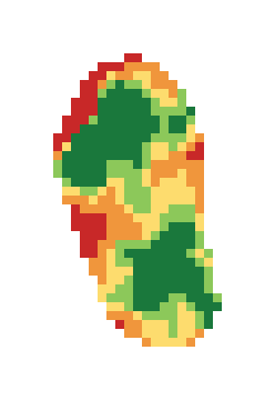 Slope map of the 2nd green at Stonewolf Golf Club
